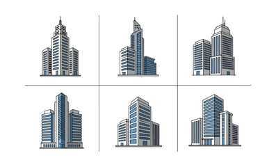 Modern city buildings vector illustrations for business concepts