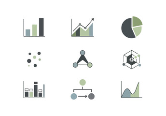 Abstract data visualization icons for business and technology
