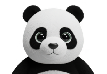 Cute panda face isolated on transparent background for branding and app design