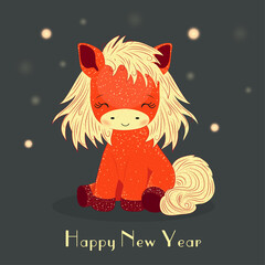 Cute little red horse. New Year 2026, the Year of the Horse. Chinese New Year, the Year of the Red Horse