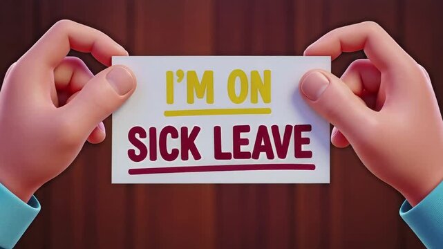 Vivid 3D illustration of hands holding a 'I'm on Sick Leave' sign, representing an employee's justified absence from work due to health issues or personal well-being