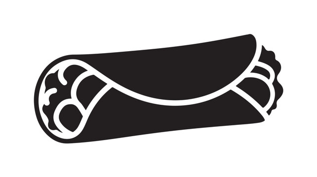 Black and white burrito illustration a simple vector graphic perfect for menu design and food-related projects