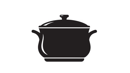 Black cooking pot vector icon simple flat design element isolated on white background