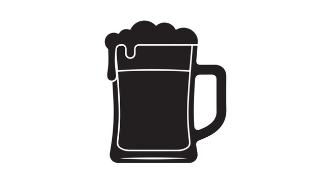 Black beer mug icon simple flat vector illustration isolated on white background for menu design and pub promotions