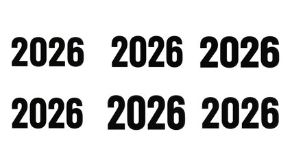 Multiple instances of the year 2026 displayed in a grid pattern against a white backdrop