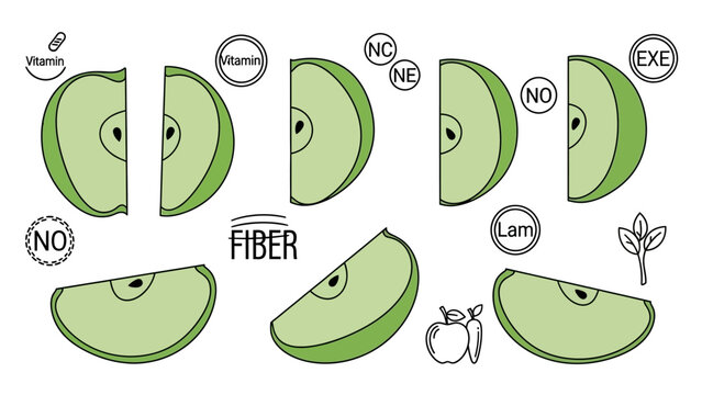 Nutritional Information of Green Apples: A Focus on Vitamins and Fiber Content Illustration