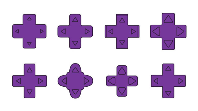 Purple D-Pad Set: A Collection of Directional Buttons for Gaming Interface Design