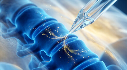 Spinal Therapy, a Precision Medical Device Administering Glowing Golden Particles to the Human Vertebrae for Healing
