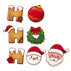 Cute Christmas &ldquo;Ho Ho Ho&rdquo; Cookie Clipart Set
