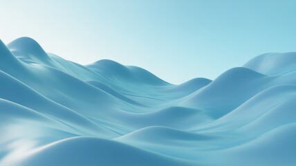 Abstract blue wave landscape with smooth undulating snow dunes