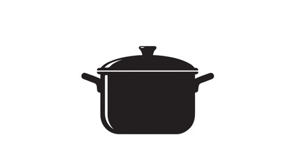 Black cooking pot vector icon simple kitchenware illustration isolated on white background