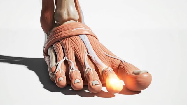 Detailed 3D Anatomical Animation of the Human Plantar Fascia and Foot Muscles