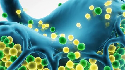 Animation of Chief Cells in Gastric Gland Releasing Pepsinogen