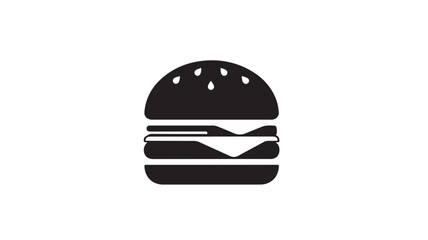 Fototapeta premium Burger icon simple flat vector glyph isolated on white background for menu design and fast food apps