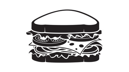 Black and white sandwich illustration a simple vector graphic perfect for menus and food-related designs