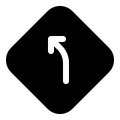 Left curve sign icon for navigation and direction