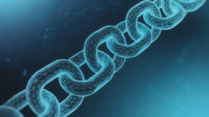 Abstract glowing blue digital blockchain network connection concept