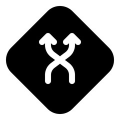 Intersection sign icon for navigation and roads