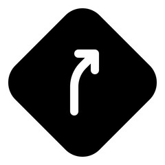 Right curve sign icon for navigation and direction