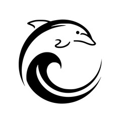 Naklejka premium A graceful dolphin dancing with the waves — this stylish vector illustration is ideal for coastal branding, aquatic logos, and nature-inspired visuals.