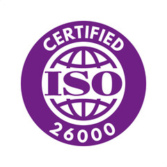 iso 26000 social responsibility certified, vector illustration isolated on white background