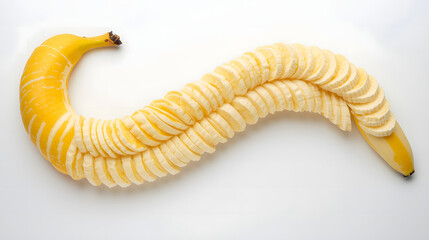 Obraz premium Creative sliced banana art forms a wavy shape