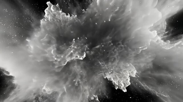Explosion of white powder against a black background.