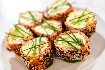 Smoked Salmon Jumbo Cream Cheese Rolls From Assembly to Plating