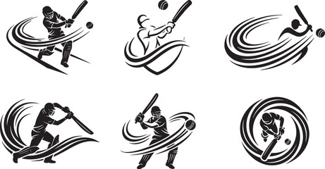 Obraz premium Set of Power Strike Cricket logo