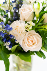 Elegant White Rose Bouquet Adorns a Beautiful Vase