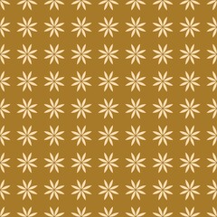 Seamless geometric floral pattern with star shapes on gold background