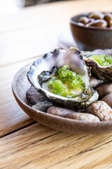Oysters with cucumber granita, restaurant starter