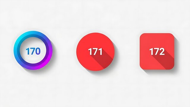 Three Modern Graphic Icons with Sequential Numbers 170, 171, and 172
