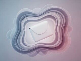 Digital envelope icon abstract, modern layered waves, communication concept, minimalist