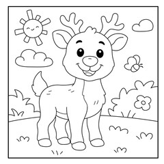 Cute Little Reindeer Coloring Page for kids