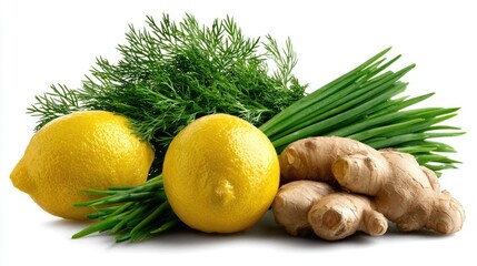 Fresh and Vibrant: Lemons, Ginger, and Herbs Composition for Culinary Delights