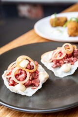 Steak tartare restaurant appetizer