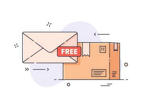Free delivery envelope and package notification with shipping elements