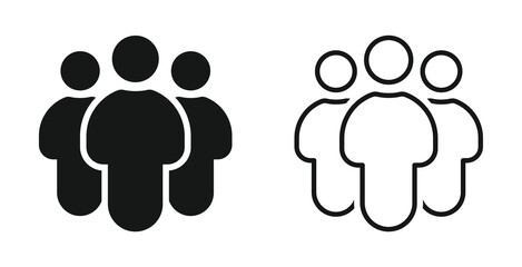 People vector icons set. People standing vector signs