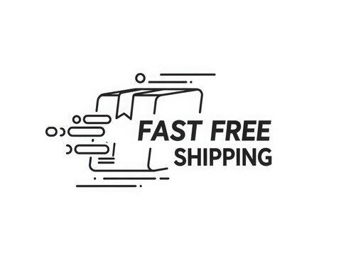 Fast free shipping icon with package and motion lines for e-commerce