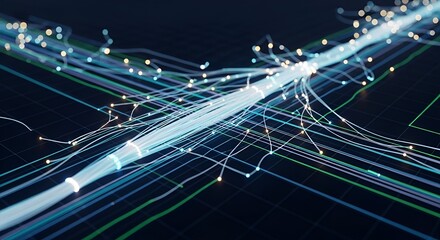Abstract image showcasing network connections and digital data flow concept