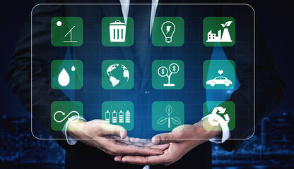 A collection of icons for green energy and sustainability. Symbols for environmental protection, renewable resources, and eco friendly technology. Motif