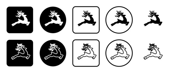 Icon set of Christmas deer. Filled, outline, black and white icons set, flat style.  Illustration on transparent background
