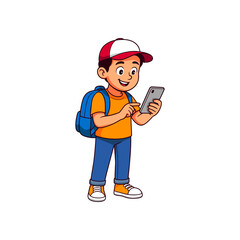 Illustration of students playing with gadgets or smartphones
