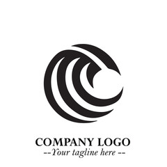 Elegant Black Wave Logo Symbol on a Clean White Background for Modern Minimalist Branding Design Art