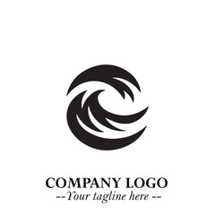 Elegant Black Wave Logo Symbol on a Clean White Background for Modern Minimalist Branding Design Art