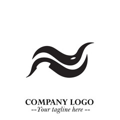 Elegant Black Wave Logo Symbol on a Clean White Background for Modern Minimalist Branding Design Art