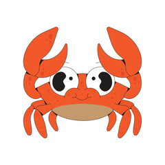 Cute crab flat design cartoon icon illustration
