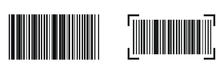 Inventory barcode illustration. Clean barcode graphic representing stock control, warehouse tracking and automated scanning. Modern retail bar code icon isolated on white background.
