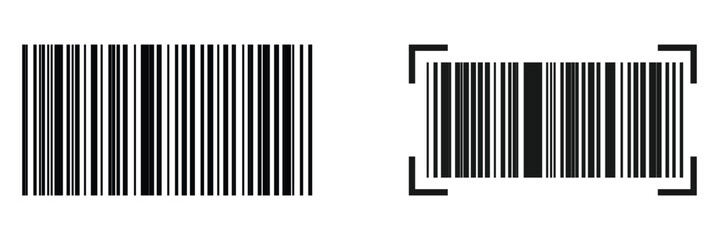 Simple barcode icon, barcode scratched vector illustration, barcode icon for selling, shopping etc. Barcode icon set isolated on white background
